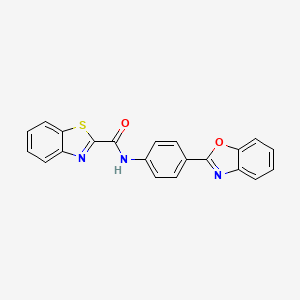 molecular formula C21H13N3O2S B2469756 N-[4-(1,3-benzoxazol-2-yl)phenyl]-1,3-benzothiazole-2-carboxamide CAS No. 397288-28-7