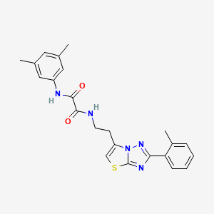 molecular formula C23H23N5O2S B2469762 N'-(3,5-dimethylphenyl)-N-{2-[2-(2-methylphenyl)-[1,2,4]triazolo[3,2-b][1,3]thiazol-6-yl]ethyl}ethanediamide CAS No. 895790-80-4