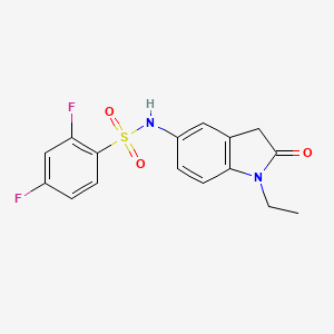 molecular formula C16H14F2N2O3S B2469763 N-(1-ethyl-2-oxo-2,3-dihydro-1H-indol-5-yl)-2,4-difluorobenzene-1-sulfonamide CAS No. 921861-48-5