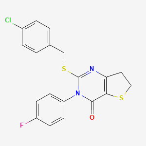 2-[(4-Chlorophenyl)methylsulfanyl]-3-(4-fluorophenyl)-6,7-dihydrothieno[3,2-d]pyrimidin-4-one