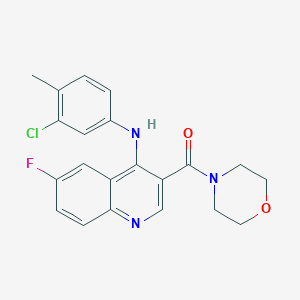 molecular formula C21H19ClFN3O2 B2469827 N-(3-CHLORO-4-METHYLPHENYL)-6-FLUORO-3-(MORPHOLINE-4-CARBONYL)QUINOLIN-4-AMINE CAS No. 1358236-17-5