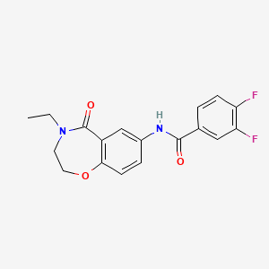 molecular formula C18H16F2N2O3 B2469852 N-(4-ethyl-5-oxo-2,3,4,5-tetrahydro-1,4-benzoxazepin-7-yl)-3,4-difluorobenzamide CAS No. 922001-65-8