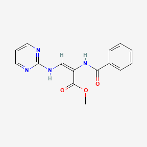 molecular formula C15H14N4O3 B2469857 methyl (2E)-2-(phenylformamido)-3-[(pyrimidin-2-yl)amino]prop-2-enoate CAS No. 149454-59-1