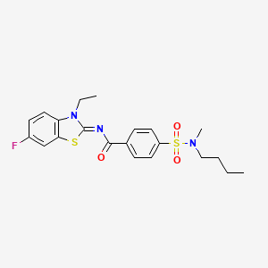 molecular formula C21H24FN3O3S2 B2469918 4-[丁基(甲基)磺酰氨基]-N-(3-乙基-6-氟-1,3-苯并噻唑-2-基亚甲基)苯甲酰胺 CAS No. 850910-38-2