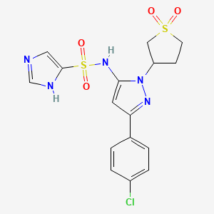 molecular formula C16H16ClN5O4S2 B2469920 N-(3-(4-chlorophenyl)-1-(1,1-dioxidotetrahydrothiophen-3-yl)-1H-pyrazol-5-yl)-1H-imidazole-4-sulfonamide CAS No. 1171567-84-2