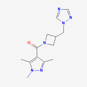 (3-((1H-1,2,4-triazol-1-yl)methyl)azetidin-1-yl)(1,3,5-trimethyl-1H-pyrazol-4-yl)methanone