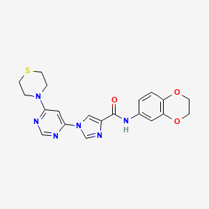 molecular formula C20H20N6O3S B2469928 N-(2,3-dihydro-1,4-benzodioxin-6-yl)-1-[6-(thiomorpholin-4-yl)pyrimidin-4-yl]-1H-imidazole-4-carboxamide CAS No. 1251678-24-6