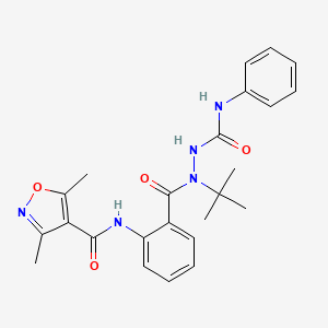 molecular formula C24H27N5O4 B2469942 N-(2-{[2-(anilinocarbonyl)-1-(tert-butyl)hydrazino]carbonyl}phenyl)-3,5-dimethyl-4-isoxazolecarboxamide CAS No. 866009-77-0