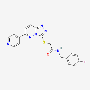 molecular formula C19H15FN6OS B2469980 N-[(4-fluorophenyl)methyl]-2-{[6-(pyridin-4-yl)-[1,2,4]triazolo[4,3-b]pyridazin-3-yl]sulfanyl}acetamide CAS No. 877635-15-9