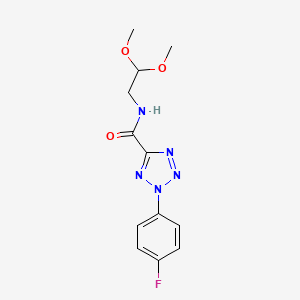 molecular formula C12H14FN5O3 B2470029 N-(2,2-dimethoxyethyl)-2-(4-fluorophenyl)-2H-tetrazole-5-carboxamide CAS No. 1396879-13-2