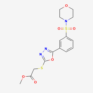 molecular formula C15H17N3O6S2 B2470063 methyl 2-({5-[3-(morpholine-4-sulfonyl)phenyl]-1,3,4-oxadiazol-2-yl}sulfanyl)acetate CAS No. 912906-39-9