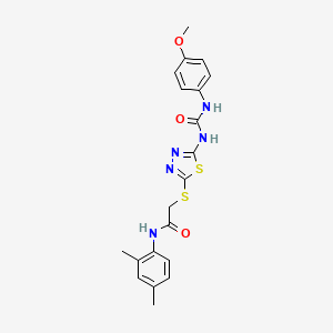 molecular formula C20H21N5O3S2 B2470093 N-(2,4-dimethylphenyl)-2-((5-(3-(4-methoxyphenyl)ureido)-1,3,4-thiadiazol-2-yl)thio)acetamide CAS No. 898461-74-0