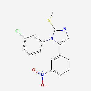 molecular formula C16H12ClN3O2S B2470108 1-(3-chlorophenyl)-2-(methylsulfanyl)-5-(3-nitrophenyl)-1H-imidazole CAS No. 1235282-12-8