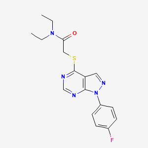 molecular formula C17H18FN5OS B2470127 N,N-diethyl-2-{[1-(4-fluorophenyl)-1H-pyrazolo[3,4-d]pyrimidin-4-yl]sulfanyl}acetamide CAS No. 893910-76-4