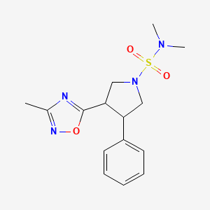 molecular formula C15H20N4O3S B2470168 N,N-dimethyl-3-(3-methyl-1,2,4-oxadiazol-5-yl)-4-phenylpyrrolidine-1-sulfonamide CAS No. 1903049-10-4