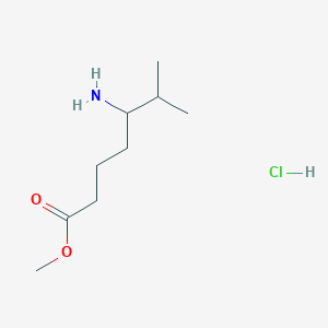 molecular formula C9H20ClNO2 B2470197 Methyl5-amino-6-methylheptanoatehydrochloride CAS No. 2470438-00-5