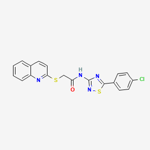 molecular formula C19H13ClN4OS2 B2470203 N-[5-(4-CHLOROPHENYL)-1,2,4-THIADIAZOL-3-YL]-2-(QUINOLIN-2-YLSULFANYL)ACETAMIDE CAS No. 671200-67-2