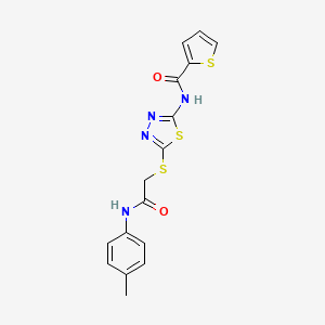 molecular formula C16H14N4O2S3 B2470244 N-(5-((2-oxo-2-(p-tolylamino)ethyl)thio)-1,3,4-thiadiazol-2-yl)thiophene-2-carboxamide CAS No. 392291-38-2