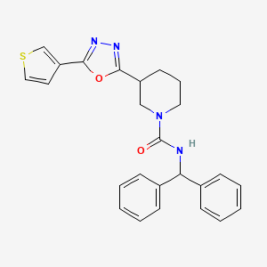 molecular formula C25H24N4O2S B2470262 N-(diphenylmethyl)-3-[5-(thiophen-3-yl)-1,3,4-oxadiazol-2-yl]piperidine-1-carboxamide CAS No. 1797536-98-1
