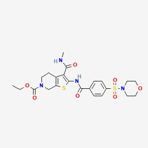 molecular formula C23H28N4O7S2 B2470324 ethyl 3-(methylcarbamoyl)-2-(4-(morpholinosulfonyl)benzamido)-4,5-dihydrothieno[2,3-c]pyridine-6(7H)-carboxylate CAS No. 534555-34-5