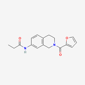 molecular formula C17H18N2O3 B2470343 N-(2-(furan-2-carbonyl)-1,2,3,4-tetrahydroisoquinolin-7-yl)propionamide CAS No. 955686-21-2
