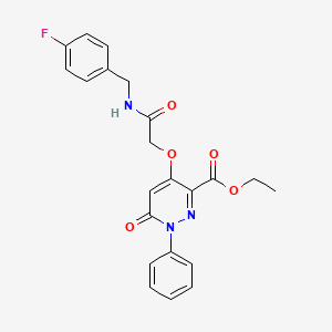 molecular formula C22H20FN3O5 B2470364 ethyl 4-({[(4-fluorophenyl)methyl]carbamoyl}methoxy)-6-oxo-1-phenyl-1,6-dihydropyridazine-3-carboxylate CAS No. 899992-99-5