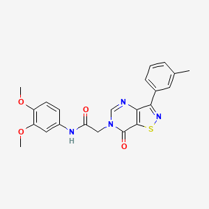 molecular formula C22H20N4O4S B2470384 N-(3,4-dimethoxyphenyl)-2-[3-(3-methylphenyl)-7-oxo-6H,7H-[1,2]thiazolo[4,5-d]pyrimidin-6-yl]acetamide CAS No. 1112338-62-1