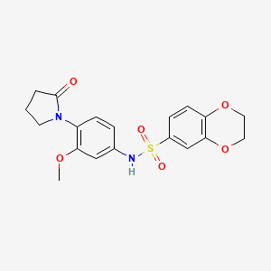 B2470393 N-[3-methoxy-4-(2-oxopyrrolidin-1-yl)phenyl]-2,3-dihydro-1,4-benzodioxine-6-sulfonamide CAS No. 942012-74-0
