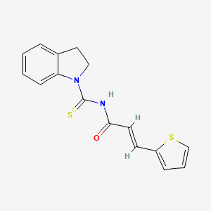 molecular formula C16H14N2OS2 B2470402 (2E)-N-(2,3-dihydro-1H-indol-1-ylcarbonothioyl)-3-(thiophen-2-yl)prop-2-enamide CAS No. 658071-49-9