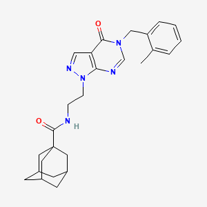 molecular formula C26H31N5O2 B2470410 N-(2-{5-[(2-methylphenyl)methyl]-4-oxo-1H,4H,5H-pyrazolo[3,4-d]pyrimidin-1-yl}ethyl)adamantane-1-carboxamide CAS No. 922038-40-2