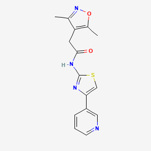 molecular formula C15H14N4O2S B2470433 2-(3,5-dimethylisoxazol-4-yl)-N-(4-(pyridin-3-yl)thiazol-2-yl)acetamide CAS No. 1235334-39-0