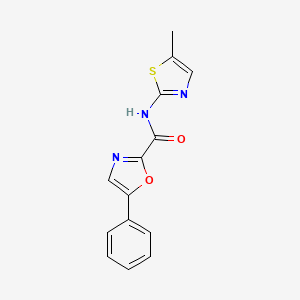 molecular formula C14H11N3O2S B2470435 N-(5-methyl-1,3-thiazol-2-yl)-5-phenyl-1,3-oxazole-2-carboxamide CAS No. 1798538-78-9