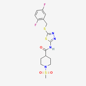 molecular formula C16H18F2N4O3S3 B2470457 N-(5-((2,5-difluorobenzyl)thio)-1,3,4-thiadiazol-2-yl)-1-(methylsulfonyl)piperidine-4-carboxamide CAS No. 1226433-84-6