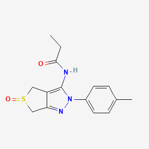 molecular formula C15H17N3O2S B2470461 N-(5-oxido-2-(p-tolyl)-4,6-dihydro-2H-thieno[3,4-c]pyrazol-3-yl)propionamide CAS No. 957298-72-5