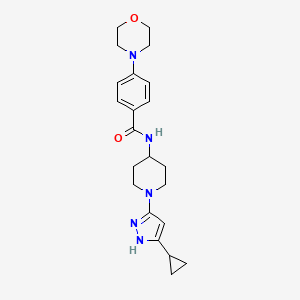 molecular formula C22H29N5O2 B2470468 N-(1-(5-cyclopropyl-1H-pyrazol-3-yl)piperidin-4-yl)-4-morpholinobenzamide CAS No. 2034200-63-8