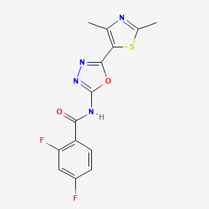 molecular formula C14H10F2N4O2S B2470483 N-[5-(2,4-dimethyl-1,3-thiazol-5-yl)-1,3,4-oxadiazol-2-yl]-2,4-difluorobenzamide CAS No. 1286697-58-2