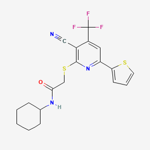 2-((3-cyano-6-(thiophen-2-yl)-4-(trifluoromethyl)pyridin-2-yl)thio)-N-cyclohexylacetamide