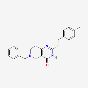 molecular formula C22H23N3OS B2470536 6-benzyl-2-{[(4-methylphenyl)methyl]sulfanyl}-3H,4H,5H,6H,7H,8H-pyrido[4,3-d]pyrimidin-4-one CAS No. 1113122-78-3