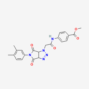 molecular formula C22H21N5O5 B2470541 methyl 4-{2-[5-(3,4-dimethylphenyl)-4,6-dioxo-1H,3aH,4H,5H,6H,6aH-pyrrolo[3,4-d][1,2,3]triazol-1-yl]acetamido}benzoate CAS No. 1052614-74-0