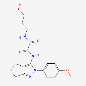 molecular formula C17H20N4O4S B2470592 N-(3-hydroxypropyl)-N'-[2-(4-methoxyphenyl)-2H,4H,6H-thieno[3,4-c]pyrazol-3-yl]ethanediamide CAS No. 899969-60-9