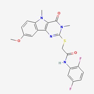 molecular formula C21H18F2N4O3S B2470619 N-(2,5-difluorophenyl)-2-({8-methoxy-3,5-dimethyl-4-oxo-3H,4H,5H-pyrimido[5,4-b]indol-2-yl}sulfanyl)acetamide CAS No. 1113102-26-3