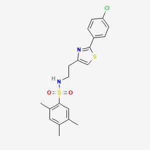 molecular formula C20H21ClN2O2S2 B2470644 N-{2-[2-(4-chlorophenyl)-1,3-thiazol-4-yl]ethyl}-2,4,5-trimethylbenzene-1-sulfonamide CAS No. 923673-13-6
