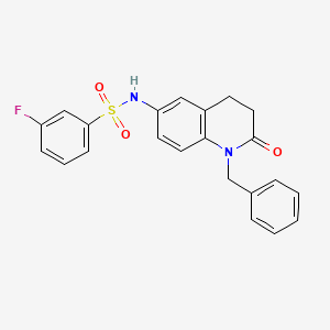 molecular formula C22H19FN2O3S B2470664 N-(1-benzyl-2-oxo-1,2,3,4-tetrahydroquinolin-6-yl)-3-fluorobenzene-1-sulfonamide CAS No. 946270-33-3