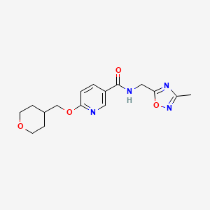 molecular formula C16H20N4O4 B2470699 N-((3-methyl-1,2,4-oxadiazol-5-yl)methyl)-6-((tetrahydro-2H-pyran-4-yl)methoxy)nicotinamide CAS No. 2034279-14-4