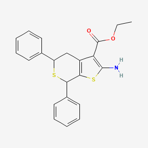 molecular formula C22H21NO2S2 B2470702 ethyl 2-amino-5,7-diphenyl-5,7-dihydro-4H-thieno[2,3-c]thiopyran-3-carboxylate CAS No. 24895-74-7