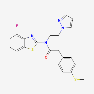 molecular formula C21H19FN4OS2 B2470704 N-(2-(1H-pyrazol-1-yl)ethyl)-N-(4-fluorobenzo[d]thiazol-2-yl)-2-(4-(methylthio)phenyl)acetamide CAS No. 1172025-86-3