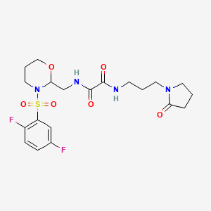 molecular formula C20H26F2N4O6S B2470713 N'-{[3-(2,5-difluorobenzenesulfonyl)-1,3-oxazinan-2-yl]methyl}-N-[3-(2-oxopyrrolidin-1-yl)propyl]ethanediamide CAS No. 872976-70-0