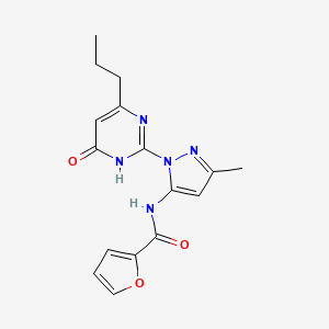 molecular formula C16H17N5O3 B2470725 N-[3-methyl-1-(6-oxo-4-propyl-1,6-dihydropyrimidin-2-yl)-1H-pyrazol-5-yl]furan-2-carboxamide CAS No. 1002933-04-1