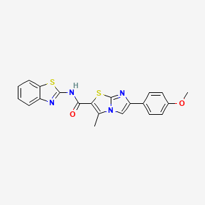 molecular formula C21H16N4O2S2 B2470742 N-(1,3-benzothiazol-2-yl)-6-(4-methoxyphenyl)-3-methylimidazo[2,1-b][1,3]thiazole-2-carboxamide CAS No. 852135-13-8