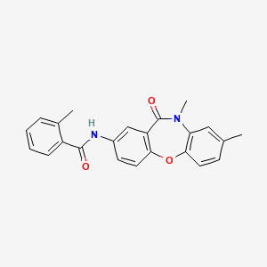 molecular formula C23H20N2O3 B2470758 N-(8,10-dimethyl-11-oxo-10,11-dihydrodibenzo[b,f][1,4]oxazepin-2-yl)-2-methylbenzamide CAS No. 921918-72-1